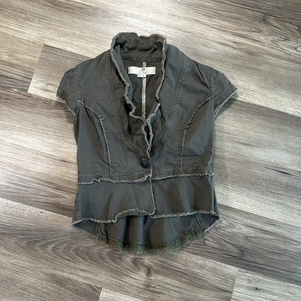 Vintage Justice Size Large Top Green Cotton Blend Romantic Grunge Indie Utility